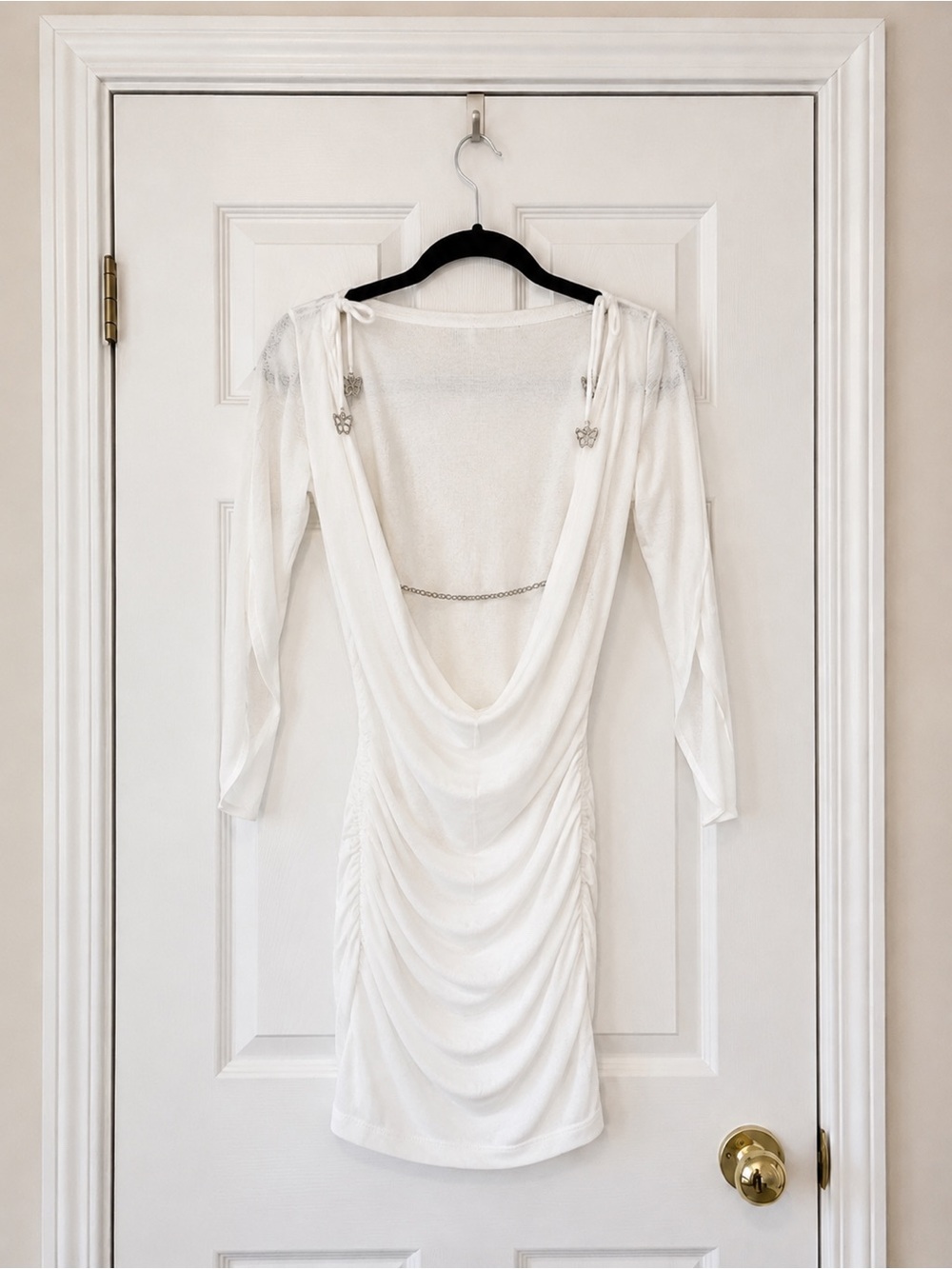 I.AM.GIA Carlotta White Cowl Neck Ruched Mini DISCONTINUED style Dress - Picture 3 of 7